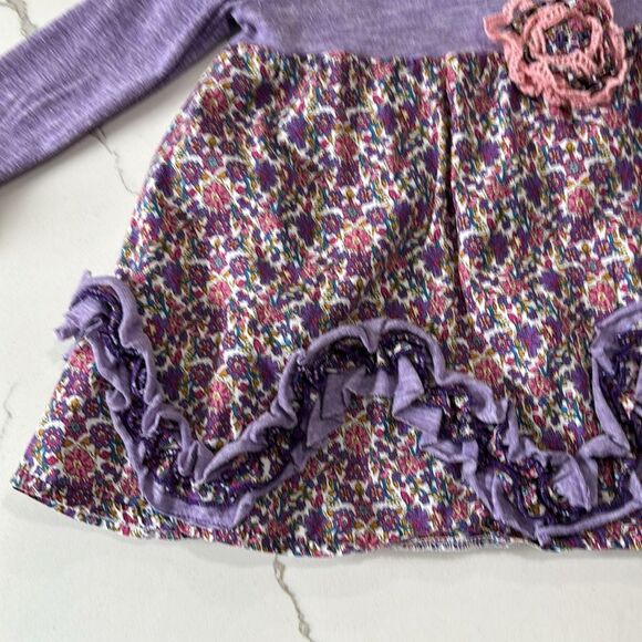 Fore N Birdie | Purple Floral Infant Girls Ruffle Long Sleeve Dress - Picture 5 of 9